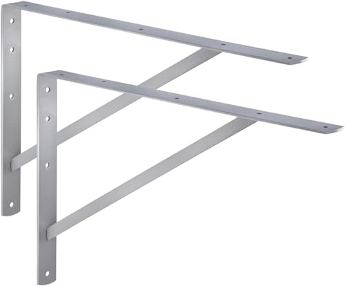 ALPENSTAHL Schwerlastwinkel [ATHENA] 2 Stück Regalwinkel I Tiefe 400 mm I Schwerlastkonsole Silber I Wandhalterung Regal Tragkraft 300 kg I Winkel Metall massiv | Metallwinkel 90 grad