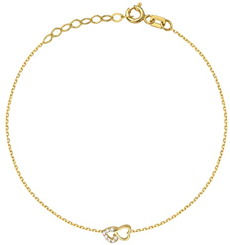Goldarmband 333 8k Gold Gelbgold Herz Zirkonia Gravur