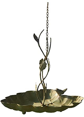 TentHome Hängende Vogeltränke Garten Gusseisen Vogelbad Vogelbecken Vogel Shabby Chic Futterschale Futterteller Wasserschale Wasserstelle zum Aufhängen mit Ketten für Wildvögel Balkon Antik Grün