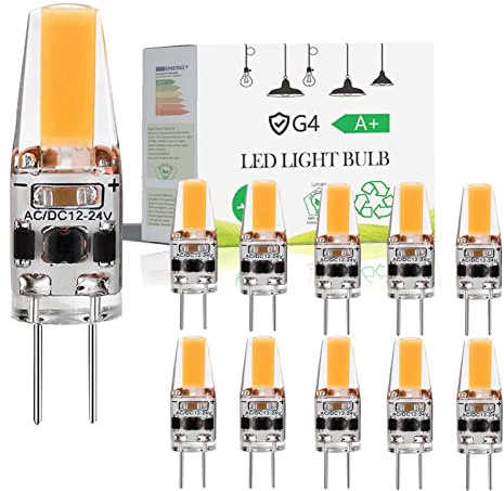 EIMOPE G4 LED Lampen Dimmbar, 3W G4 LED Birnen 3000K Warmweiß 300lm, Ersatz für 30W Halogenlampen, Kein Flackern 360° Lichtwinkel,12-24V AC/DC,10er Pack [Energieklasse E]