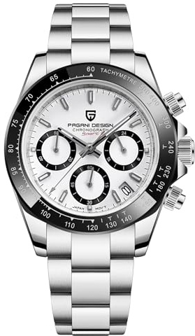 Pagani Design Classic Herren Quarzuhr, Multifunktions-Chronograph Herrenuhr, Edelstahl, Japan VK63 Quarzwerk Luxus Business Uhr 100 Meter wasserdicht.