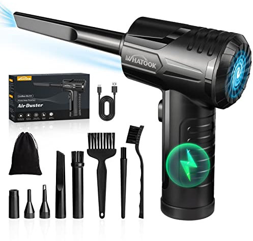 Elektrische Staubgebläse Druckluftspray für PC Reinigungsset, 100000 U/min Staubgebläse Druckluft，3-Gang Air Duster Luftdruckspray mit 7600mah Akku, Tastatur Reinigung für Laptop, PC, Sofa, Auto