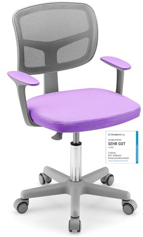 COSTWAY Silla Escritorio Infantil, Silla Juvenil para Escritorio, Silla para Niños con Altura Regulable, Silla Giratoria de Red para Niños 3-10 años, para Casa Escuela (Violeta)