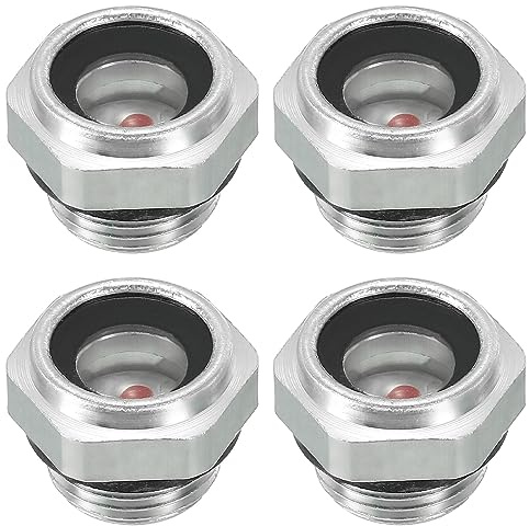 PATIKIL Aria Compressore Olio Mirino Vetro, 4pz G 3/8 Filetto Maschio Alluminio Lega Olio Liquido Livello Indicatore Aria Compressore Parti con O-ring