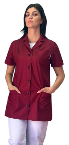 tessile astorino Camice da Lavoro Donna per Maestra Asilo Scuola Materna Imprese di Pulizie Alimentari Macelleria Divisa Personalizzata con Nome (Bordeaux, Large)