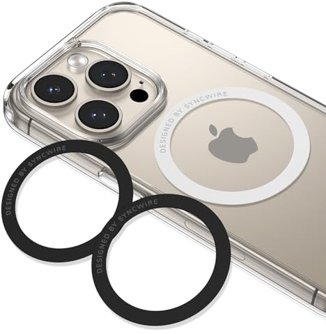 Syncwire Magnetisk metallring (3-pack), kompatibel med MagSafe-klistermärke, stöder trådlös laddning, universellt magnetiskt konverteringssats för iPhone 17/16/15/14, Galaxy S25, alla telefoner och