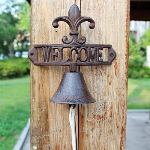 Manually Shaking Doorbell Cast Iron Wall Bell Wall Mounted Chimes Welcome Entry Door Bell, Antique Doorbell Hand Bell for Decoration, Front Door, Interior, Exterior Decor