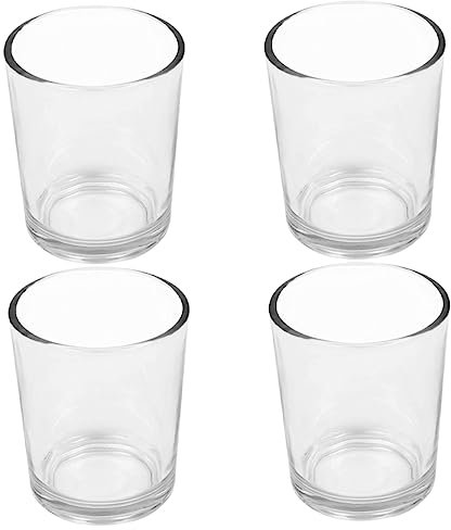 Cabilock 4pcs Decorative Candle Cup Frosted Glass Candle Holder for Home Dining Table Decor Bulk Glass Cups