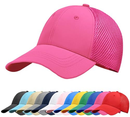 Baynetin Baseball Kappe Unisex Klassisch Verstellbar Atmungsaktive Sportlicher Sonnenschutz Basecap Atmungsaktive Masche Freizeit UV Baseballmütze (Rosenrot)