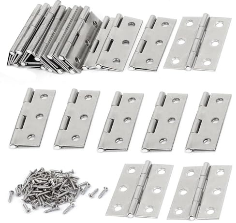 Kendwing Euro Scharnier, 20 Stück Edelstahl, 44mm, Silber, Gebürstet mit 120 Schrauben