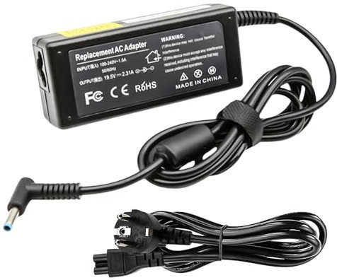 HP Cavo di ricarica per laptop da 45 W, Sporgo 19,5 V, 2,31 A, adattatore AC universale per Elitebook, Probook, Pavilion, Spectre, Envy Serie – spina 4,5 x 3,0 mm