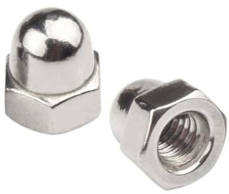 2 stücke Eichel Hutmutter Feingewinde Zähne M10 304 Edelstahl Sechskant Eichelmutter Kappe Dekorative Abdeckung Kuppelmuttern(2Pcs Pitch1.5mm)