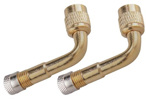 Rallonge de Valve Pneu, 2 Pièces Extensions de Valve Pneu 90 Degrés en Cuivre, Embout Gonflage Velo avec Clapet Anti Retour Trottinette, Adaptateur de Valve pour Voiture, Moto, Vélo, Scooter