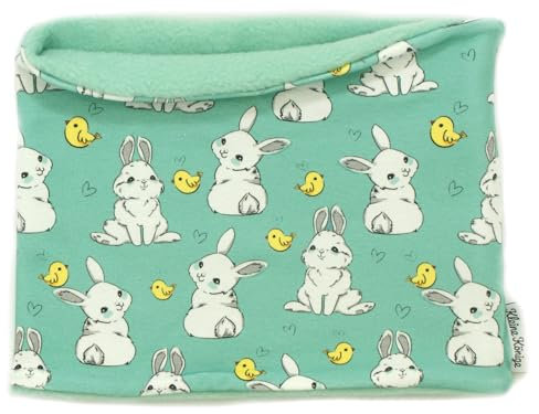 Kleine Könige Loop Schal Kinder Jungen bis 10 Jahre · Modell Küken Kleiner Hase mint · Innen Fleece aqua · Made in Germany