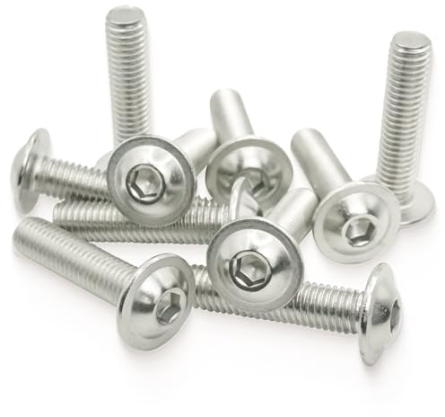 Schrauben M6, 20 Stück Linsenkopfschrauben Edelstahlschrauben M6 x 40mm A2 V2A 304 Rostfrei, MeHurr Innensechskant(ISK) Schrauben mit Flansch, Maschinenschrauben ISO7380-2, Schraube Vollgewinde