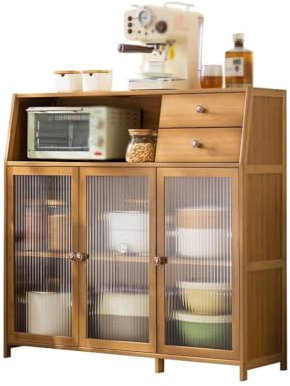 CCKUHN Sideboard, Retro, einfacher Lagerschrank, Esszimmer-Seitenschrank, Zuhause, Wohnzimmer, Küche, Lagerschrank, Spind, Sideboard, Lagerschrank (101 cm x 32 cm x 98 cm, Einheitsgröße)