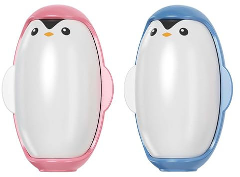 Wiederverwendbare Mini Reise Fusselrolle, Pinguin Form Mini Fusselrolle für Reisen, tragbarer Fusselroller Ballentferner für Kleidung und Tierhaare, extra klebrig, effiziente Haarentfernung (Rosa +