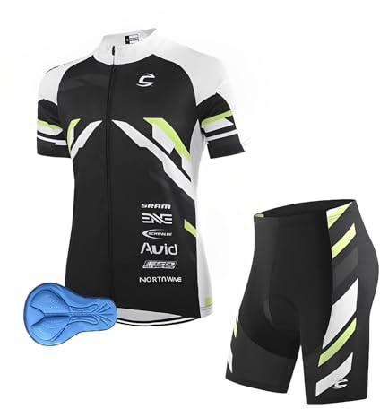 VeloZenith Herren Radtrikot Set Fahrrad Kurzarm Set Jersey Radhose mit Sitzpolster Sommer Atmungsaktiv Radanzüge für Mountainbike MTB,XXL