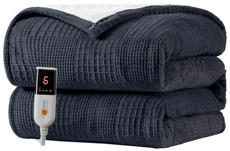 Texciting Coperta Riscaldante Elettrica-130x180cm Morbida,Nero | Coperta Elettrica 9 Temperature Regolabili 2-10 ore di Spegnimento Automatico Lavabile in lavatrice,Per divano e letto