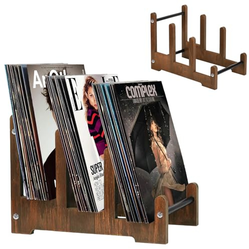 YushengTai Schallplatten Aufbewahrung, Achallplattenständer 37x27x24cm, Vinyl Halter für Magazin, Bücher, Aufzeichnungen