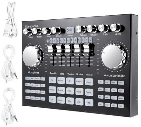 Quystetes K1 Ordinateur TéLéPhone Changeur de Voix HiFi Carte Son en Direct Carte de Mixage Streaming Audio Bluetooth 5.0 Universel