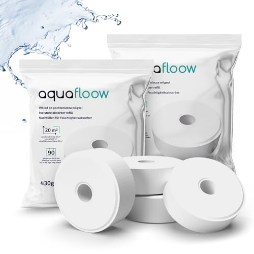 Aquafloow Pastilles de recharge pour déshumidificateur d'air, Réduisent l'humidité et les mauvaises odeurs, Pack de recharge compatible avec le déshumidificateur AERO 360°, lot de 8