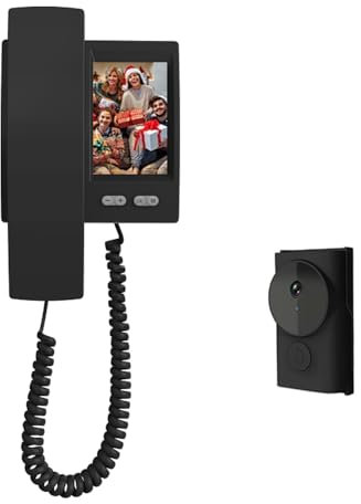 TKMARS Video Doorbell Wireless with Display，2-Way Intercom Night Vision Video Doorbell with Monitor 2.4G Bluetooth Connectivity Doorbell Camera Wireless No Monthly Fee,No WIFI Required,No APP（Black