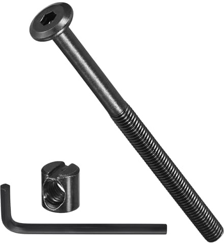 METALLIXITY Juego De Tuercas Y Tornillos Conectores Para Muebles Con Llave (M6-1x100mm) 16 Piezas, Tornillo Conector M6 Tuercas Barril Tornillos De Unión, Para Silla Armario Cama, Negro | Para Muebles Con Llave, (M6-1x100mm), Tornillo Conector M6 Tuercas Barril Tornillos De Unión, Para Silla Armario Cama