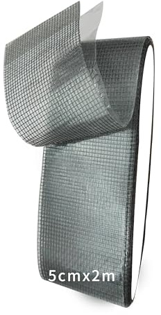 FloraVigo Set di riparazione per zanzariere, nastro adesivo per la riparazione della zanzariera, forte aderenza, impermeabile, durevole, 5 cm x 2 m (grigio)