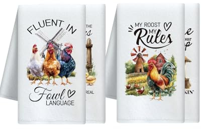 CUTHOLLOW 4er-Set Geschirrtücher mit Cowboy Western Motiv | Weich & Saugfähig- Deko Geschirrtuch 60x40 cm, Trockentücher Microfaser für Küche, Kaffee, Bar, Neues Geschenk für frauen