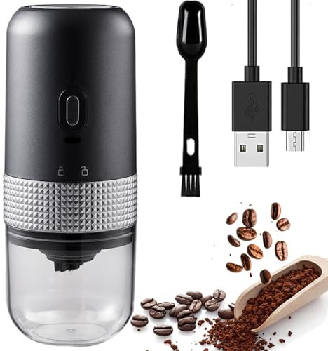 Portable Electric Coffee Bean Grinder, Stainless Steel Blades for Grinding Coffee, Spices, Herbs, Nuts, Grains - Mini Size for Easy Use