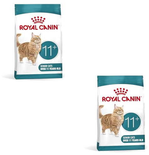 Ageing 11+ | Pienso seco para Gatos Mayores | 2 x 400 g | Fácil de morder | Royal Canin | Alimento completo | Receta equilibrada con HealthyAge7 Complex para gatos senior | Paquete doble