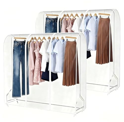STARVAST 2 Stück 6ft klare transparente Kleiderständer Abdeckung Mit Reißverschluss 182 x 152 x 50cm kleidersack Staubschutz Wasserdicht Kleiderbügel schutzhülle für Kleiderstange