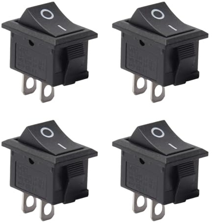 WUSJCOF 4 Pièces Mini Interrupteurs à Bascule 2 Pôles ON/OFF Interrupteur Rectangulaire Encastrable AC 250V 6A 2 Broches 2 Positions Compact (Noir)