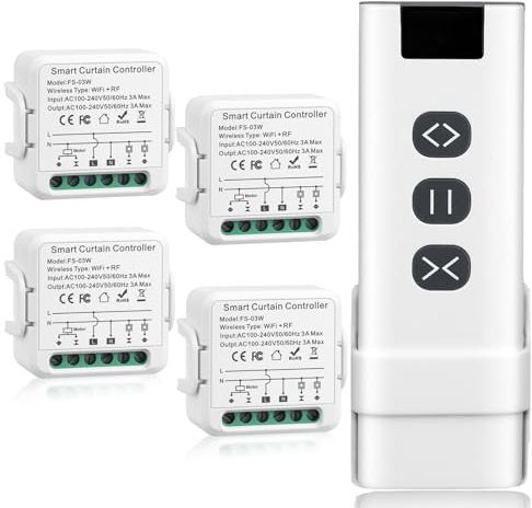 Interruttore Tapparelle WiFi, Modulo Comando per Tapparelle Elettriche con 1 telecomando RF, Compatibile Con Alexa, Google Home, Tuya,Ccontrollo Vocale,Timer Switch per Persiane Avvolgibili e Tende