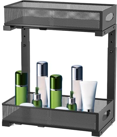 ETUCYNG Organizzatore Sotto Lavello, 2 Livelli Scaffali Estraibili Armadio, Scaffale Regolabile per Cucina Bagno Lavanderia Casa