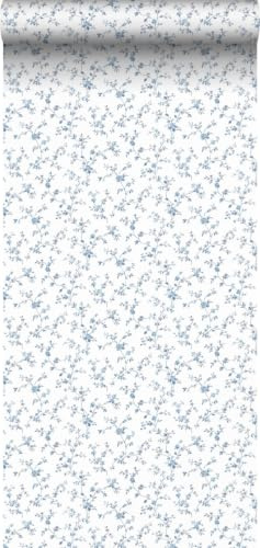 Sanders & Sanders Tapete Blumen Blau und Weiß 53 cm x 10 m