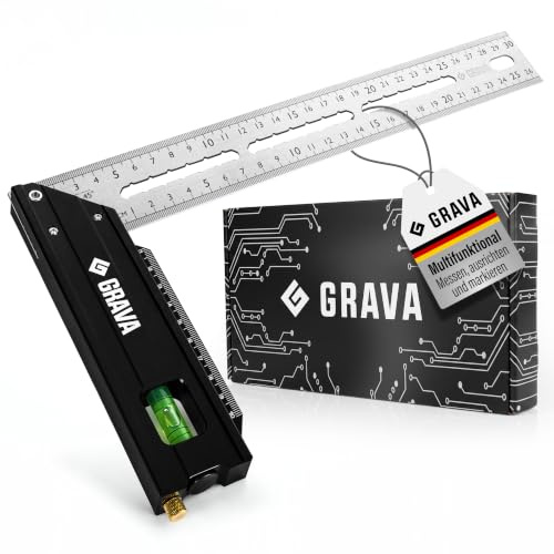 GRAVA Anschlagwinkel 300mm – Zimmermannswinkel, Präzisionswinkel, Edelstahl | Für exakte 90°-Anrisse – als Tischlerwinkel, Schreinerwinkel, Anreißwinkel und Messwinkel auf Holz & Metall.