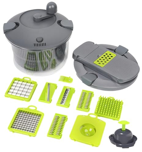 Générique Tritacipolle | Grattugia manuale - Tagliaverdure con cesto centrifuga | per aglio, patate, insalata, peperoni, pomodori, cetrioli