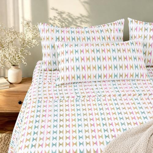 Caleffi Completo Lenzuola Matrimoniale 100% Cotone Capri – Set Letto 250x280, Sotto con Angoli 180x200 h28, 2 Federe 50x80 – Fantasia Geometrica (Multicolore)