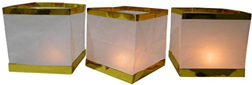 GW Handels UG 10 schwimmende Wasserlaternen, schwimmende Kerzenlaterne mit Teelicht, Kerzenlaterne, Weißgoldbesatz