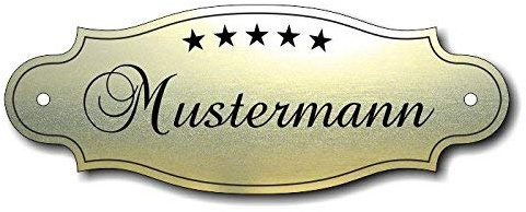 Türschild, Briefkastenschild, Klingelschild, 70-300-012 Acryl, Oberfläche gold gebürstet oder Edelstahl gebürstet, individuell anpassbar