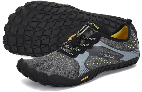 SAGUARO Chaussures de Trail Running Homme Femme Chaussures Minimalistes Chaussures de Sport Fitness Randonnée Escalade Marche Barefoot Shoes Chaussures Aquatiques, Métal Noir, 43 EU