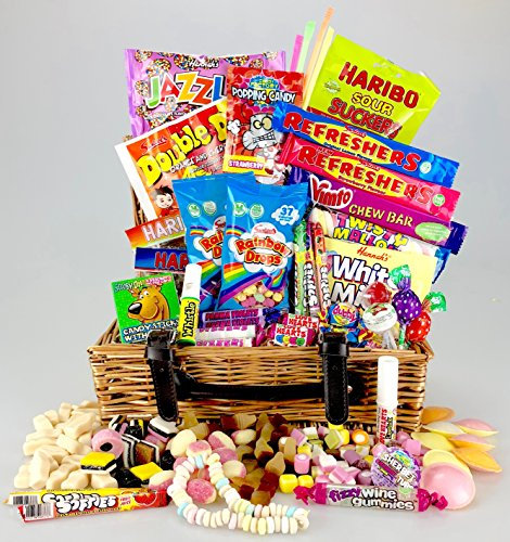 Retro Sweet Hamper Box - Large Selection - Huge Variety - Parma Violets, Anglo Bubbly Gum, Cola Bottles, Milk Bottles, Flying Saucers and Much More.............