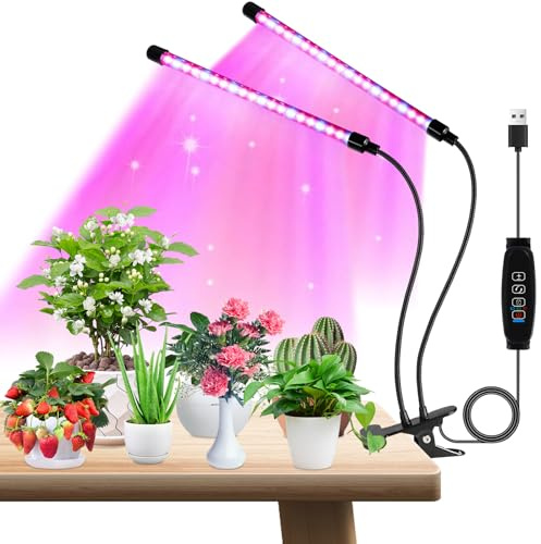 XINGGANG Lampada per Piante da Interno, 40 LED grow light full spectrum, 3 Modalità 10 Luminosità Con Timer Lampada da Coltivazione per Piante Indoor