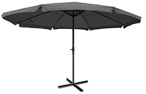 Mendler Sonnenschirm Meran Pro, Gastronomie Marktschirm mit Volant Ø 5m Polyester/Alu 28kg ohne Ständer - anthrazit
