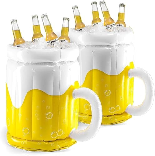 45,7 cm aufblasbarer Kühler, Bierkühler für Partys, Luau-Partyzubehör für Erwachsene, Sommerparty-Dekorationen, aufblasbarer Bierkrug für Strand-Pool-Partys, aufblasbarer Bar-Kühler (2 Stück)