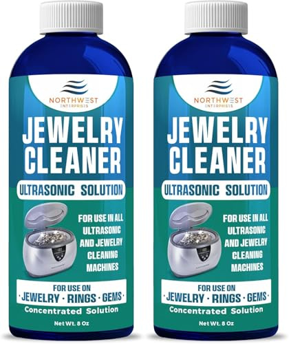 NORTHWEST ENTERPRISES Ultrasonic Cleaner Solution for Jewelry Cleaning. Concentrated Jewelry Cleaner for Gold, Platinum Diamonds and Non-Porous Precious and Semi-Precious Jewelry (Pack of 2)