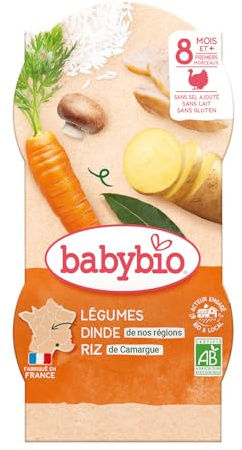 Babybio Bols Mijoté de Légumes Dinde Fermière du Poitou/Riz 400 g