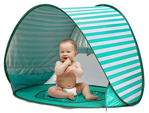 CeeKii Baby Strandmuschel Pop Up Minipool Atmungsaktiv Portable Faltbares | Sonnenschutz Strand Strandzelt UV Schutz, Pop Up Strandmuschel Baby für Strand Camping Garten Grillparty 120x70x80 cm